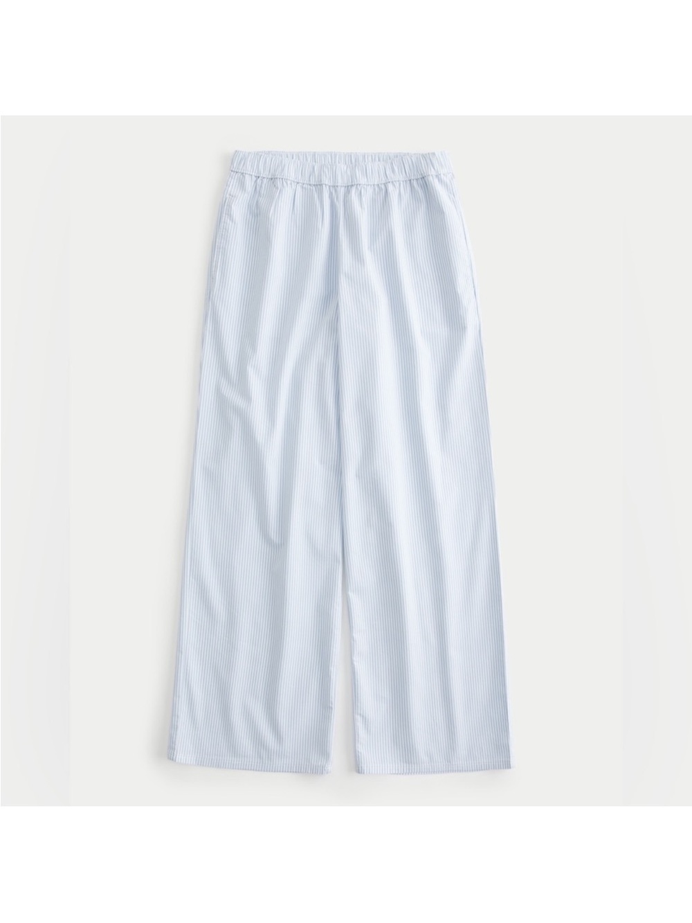 Hollister Light Blue and White Striped Poplin Wide-Leg Pajama Pants